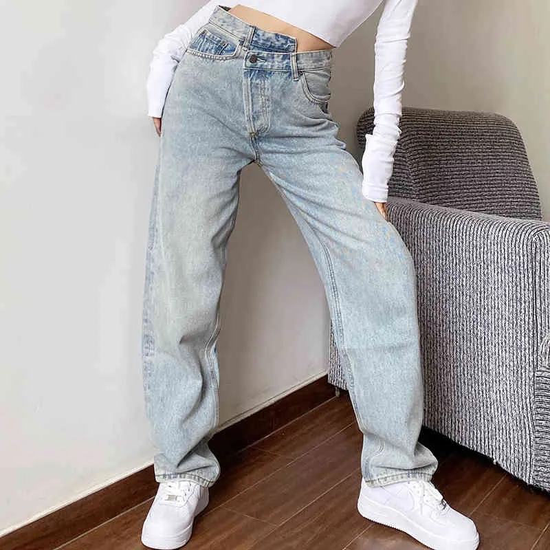 ママジーンズ女性のバギーハイウエストストレートパンツ女性ホワイトブラックファッションカジュアルルーズ未定義のズボン
