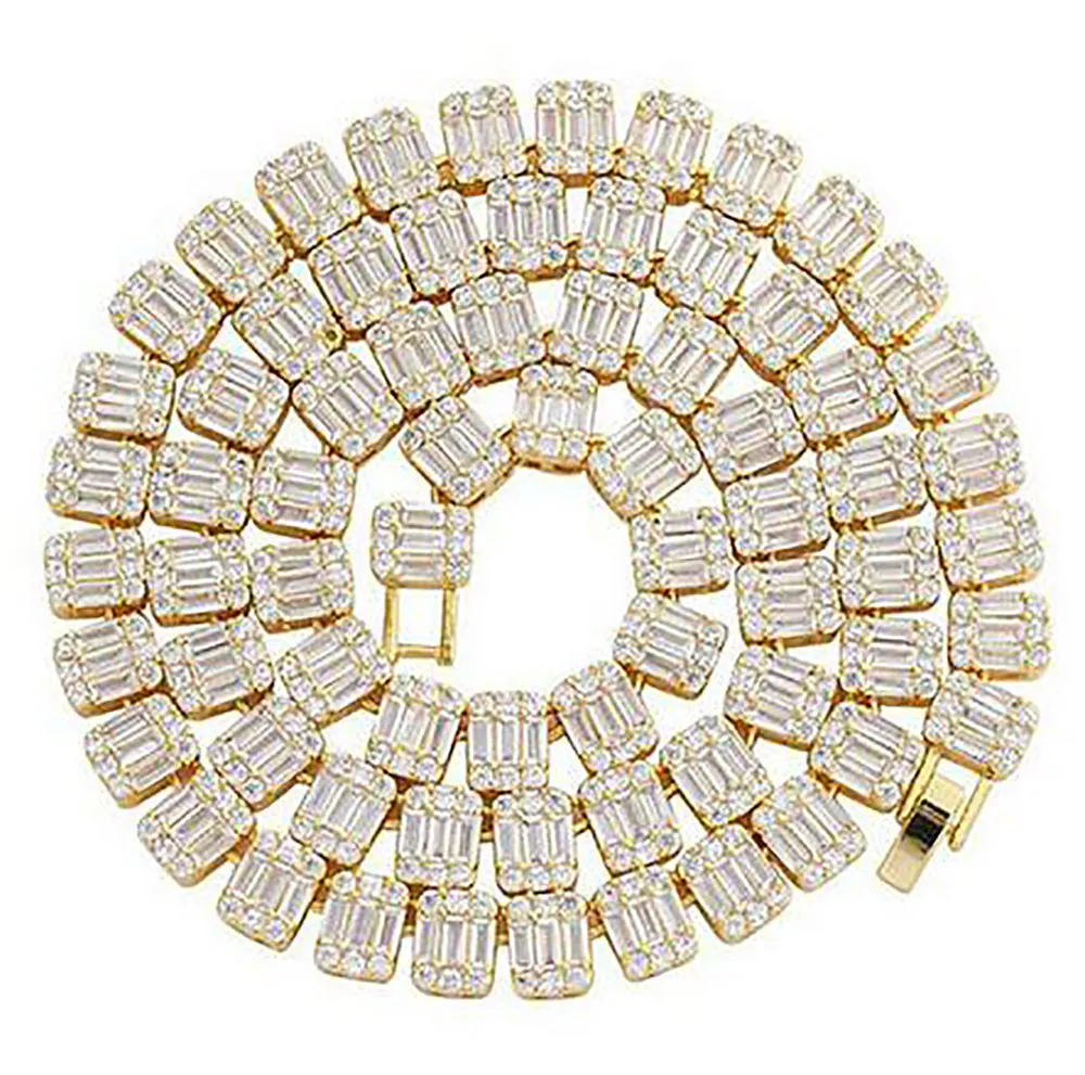 9 mm męski łańcuch tenisowy Bransoletka 14K Białe złoto Plead Soild Real Iced Diamond Hip Hop Biżuter