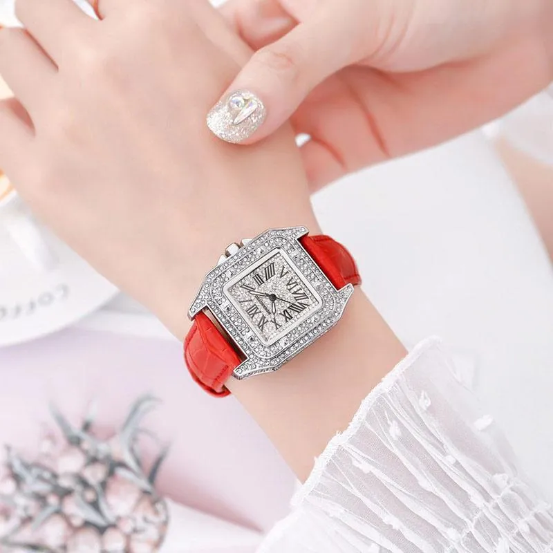 Top Watch Women Waterproof Waterproof Całkowicie diamentowe panie Silver Square Para zegarków z naczelnym zegarkiem 247a