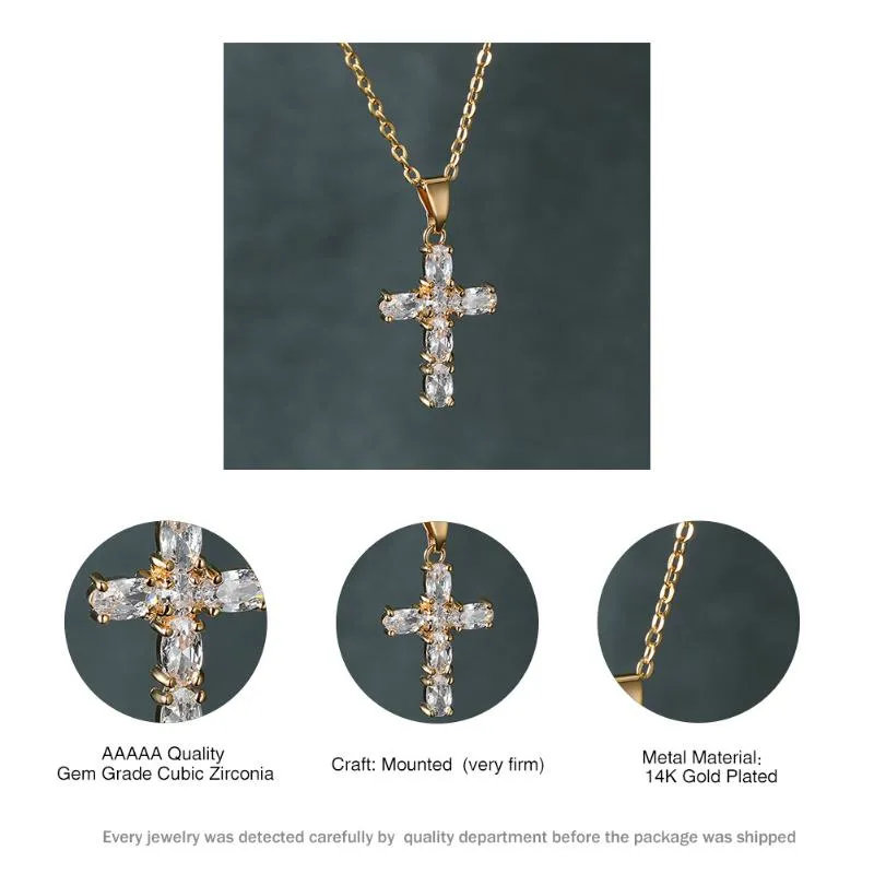 Pendanthalsband Ett stycke Jesus Cross Halsband för kvinnor Luxury Crystal Rose Gold Silver Color Chains Wedding Jewelry Gift297J