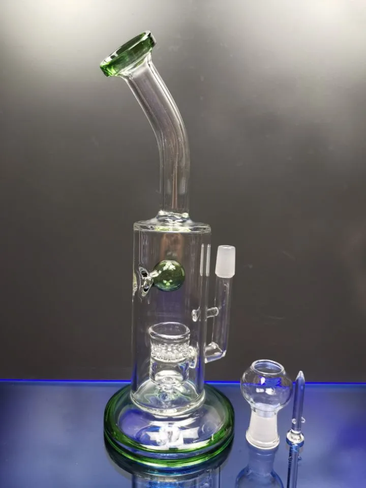 Återvinnare Bong Färgglada glasrökningsvattenrör med fontän Percolator Glass Recycler Hookah 14.4mm Joint Zeusart Shop