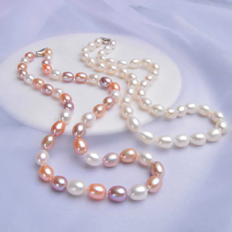 ASHIQI 8-9 mm Collane di perle d'acqua dolce naturali Chiusura collana in argento sterling 925 gioielli da sposa da donna