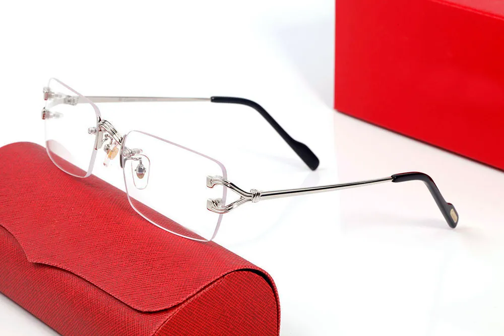 Серые красные солнцезащитные очки Unisex Metal Rame Rime Rimless Silver Gold с оригинальным Box226G