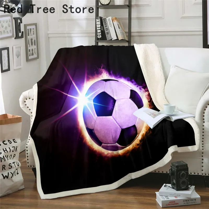 Calcio Cartone Animato Personalizzato Coperta Peluche Flanella Decorazione Letto Casa Tiro Divano Coperte Copriletto Bambini Adulti