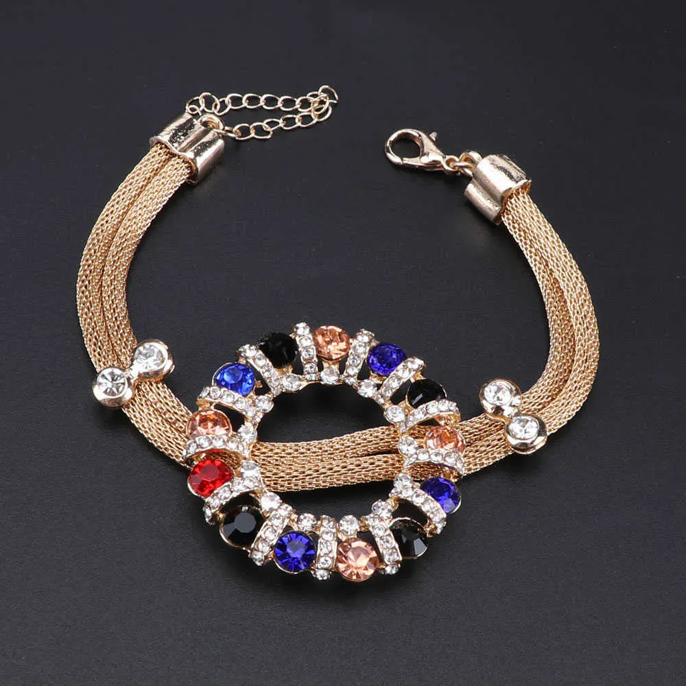 Nuovi set di gioielli da sposa africani le donne alla moda Set di anelli orecchini con collana di cristallo colorato Set regalo di nozze H1022