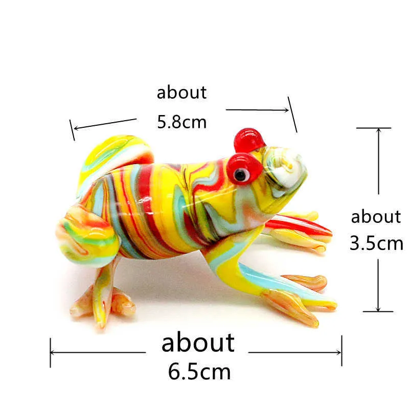 Colorful Cute Glass Frog Figurines Handmade Animals Collectible Gifts For Kids Home Decor Murano Style Small Sculpture Ornaments 210811