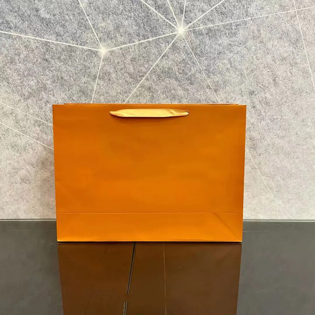 Bolsa de papel de regalo Original naranja, bolsos de mano, bolso de compras de moda de alta calidad, entero, más barato, ap012498