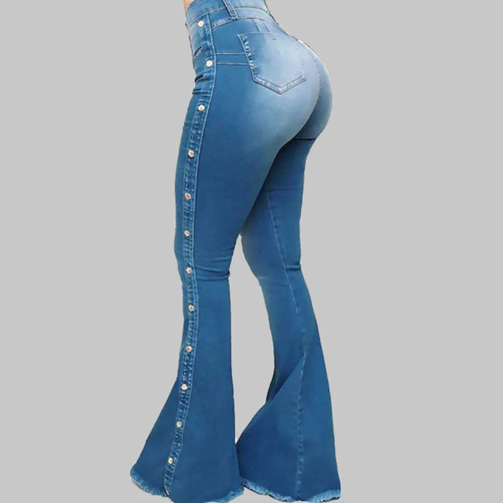 Женские джинсовые бликовные брюки Дамы сексуальные моды Slim High Tay 'Skinny Широкие джинсы джинсы Летние карманы длинные брюки для женщин D30 210629