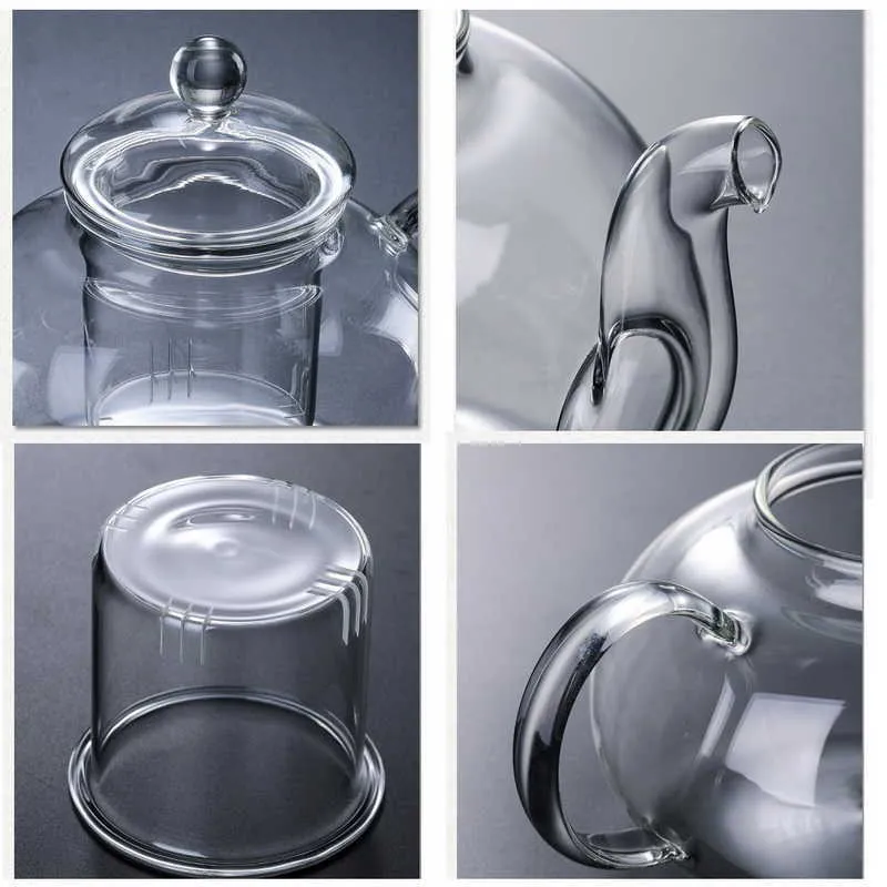 400/1000ML Heat Resistant Glass Flower Tea Pot Practical Bottle Cup pot With Infuser Leaf Herbal Coffee 210724