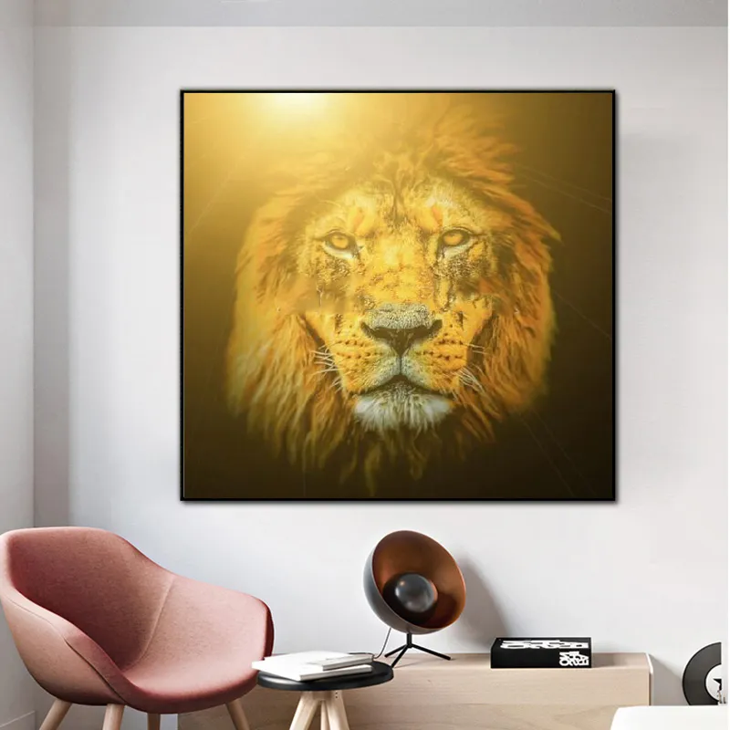 Modern Animal Poster Wall Art Canvas Painting Abstract Lion Picture HD Print For Living Room Home Decoration Cuadros No Frame