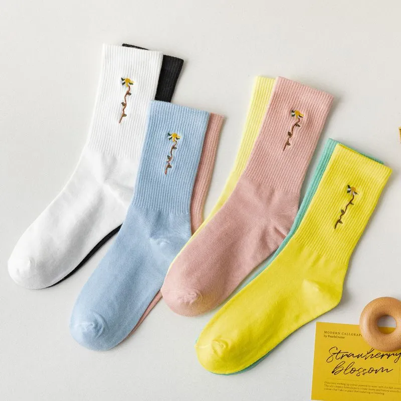 Chaussettes de personnalité pour femmes, couleur à contraste élevé, skateboard de rue irrégulier, chaussettes d'étudiants en coton pour printemps et été