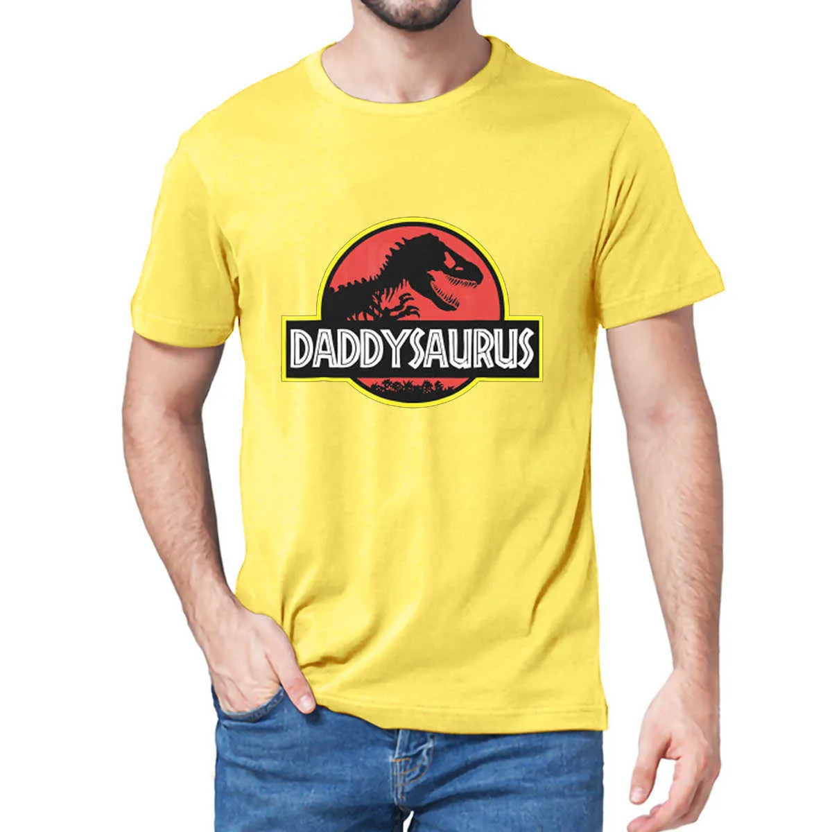 Dinosaur Dad Saurus Father's Day Gifts Funny Graphic Tee Family Birthday Party Tops Men's 100% Cotton T-Shirt 210629
