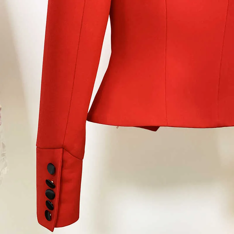 HIGH STREET est Fashion Designer Jacket Women's Slim Fitting Red Short Blazer 211006