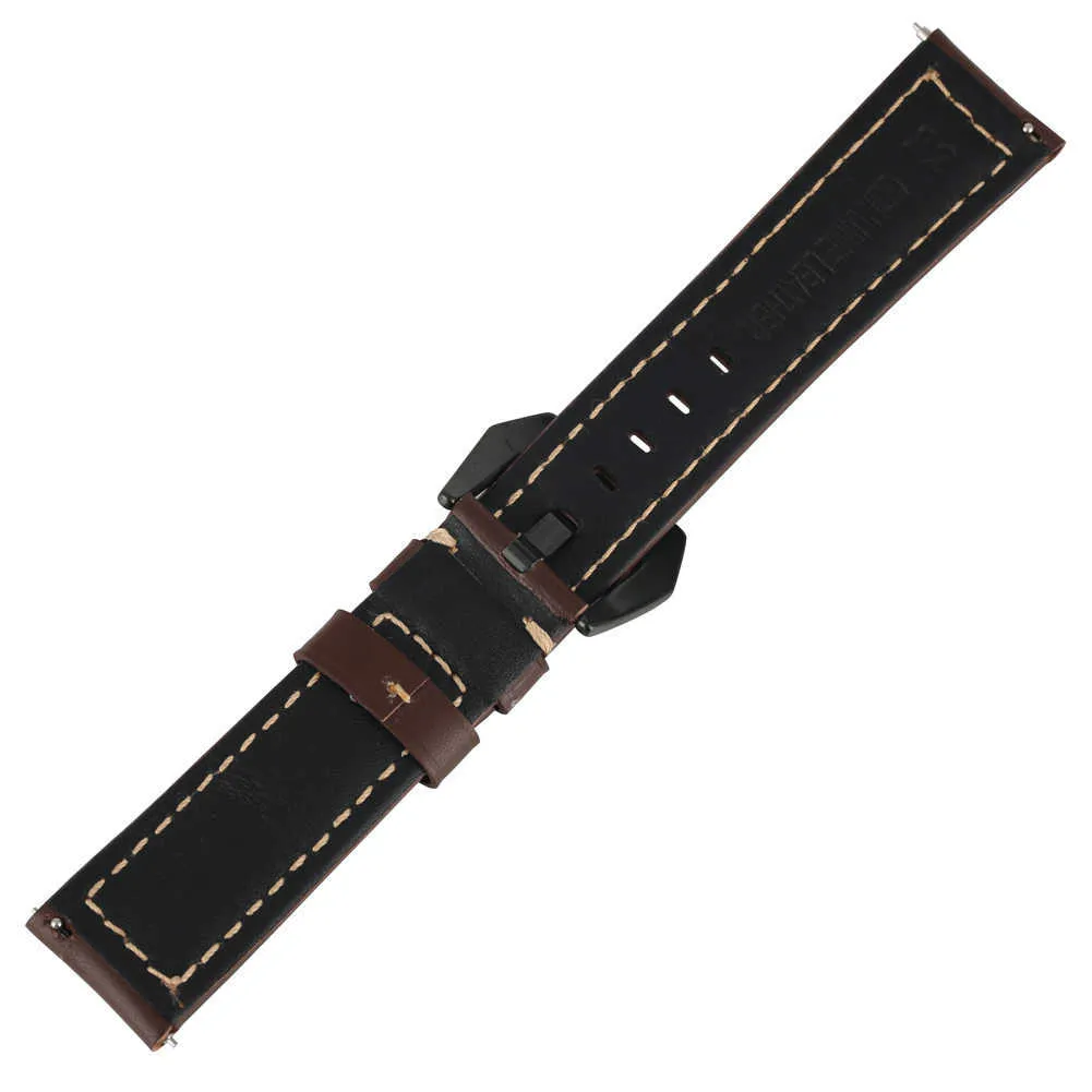 Men Brown Watch Band 20mm 22mm 24mm 26mm Genuine Leather Watches Strap Black Pin Buckle Wristwatch Accessories Replacement Belt H0915