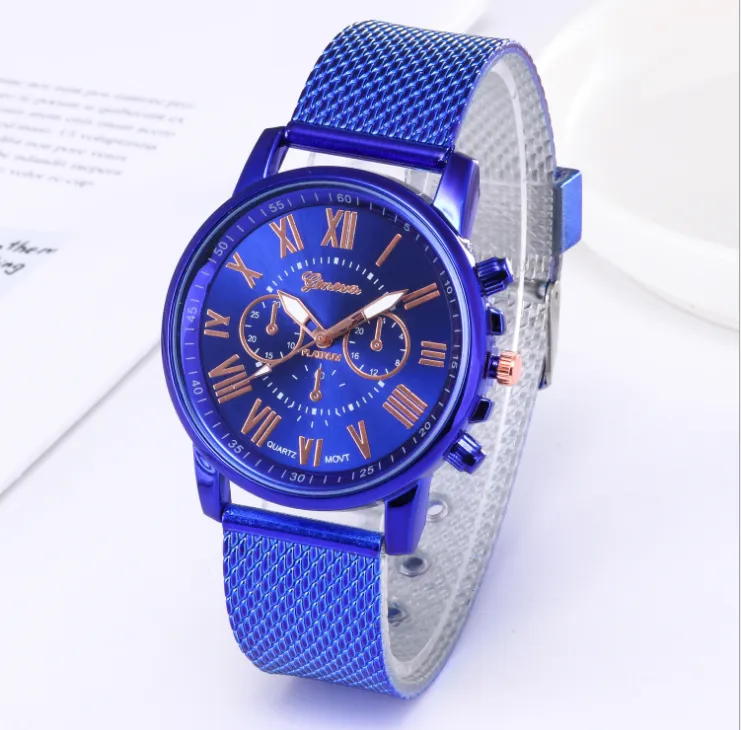 Hela CWP SHSHD -märke Geneva Mens Watch Contracted Double Layer Quartz Watches Plastic Mesh Belt Wristwatches286q