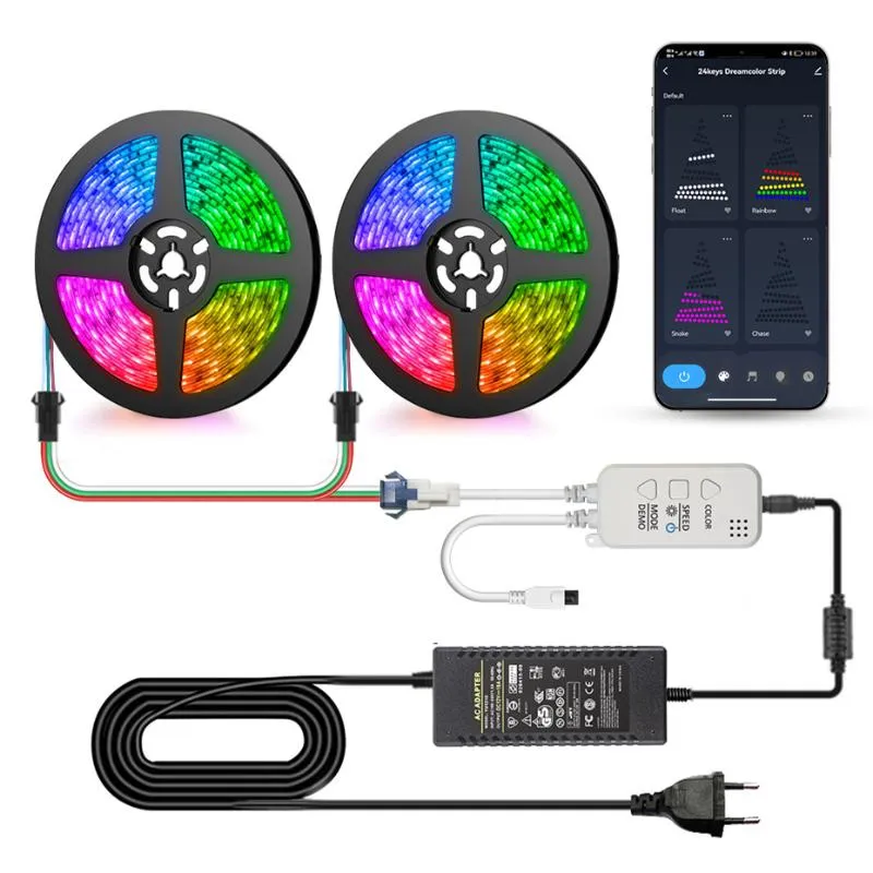 Bandes WS2811 RGB LED bande RGBIC Festoon bande lumière 12V lampe DreamColor infrarouge Bluetooth Wifi contrôle avec Alexa pour la décoration de la pièce 328x