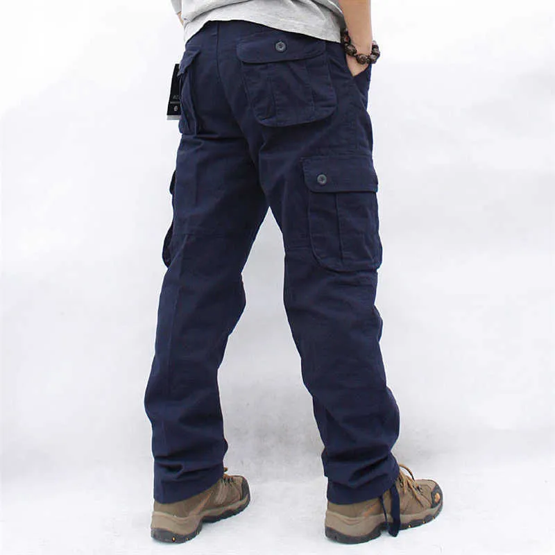 Heren Overall Cargo Pants Multi Pockets Militaire Tactische Werken Casual Broek Pantalon Hombre Streetwear Army Rechte Broek 210714