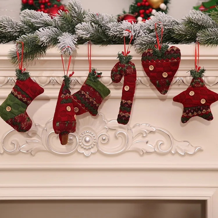 Decorazioni natalizie Ciondoli alberi di Natale Calze natalizie creative Canne Ornamenti regalo 6 stili T2I52919