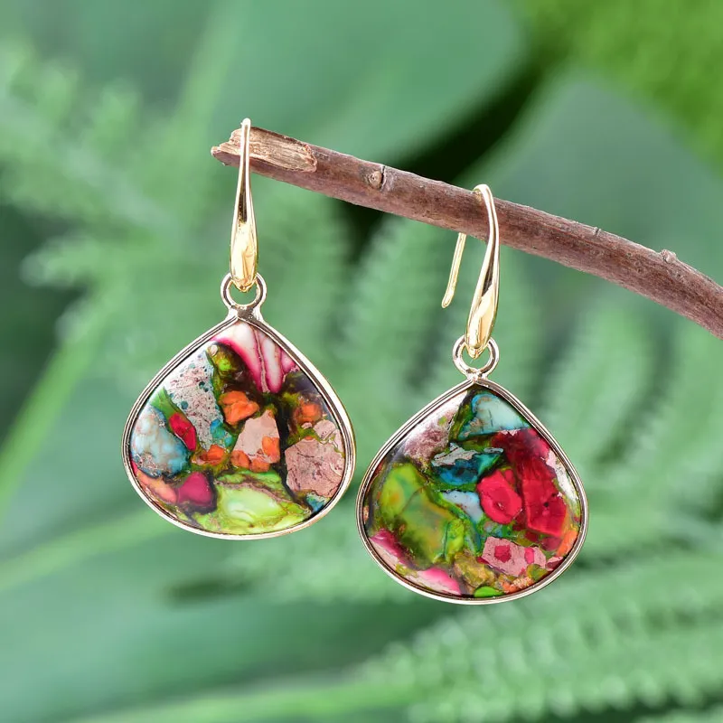 Trendy Aesthetic Vacation Accessories Boho Summer 2021 Stones Earrings Unusual Fashion Jewelry for Women