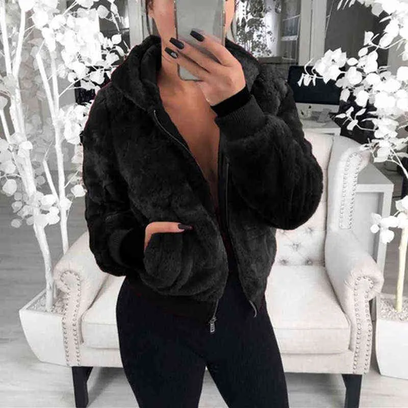 Teddy Coat Women Winter Faux Fur Coat Tjocka Fluffy Fickor Plush Jacket Ladies Höst Winter Overcoat Ytterkläder 211105