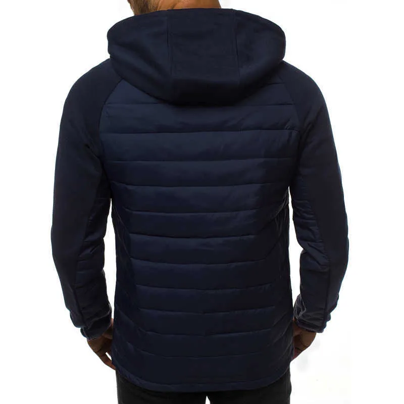 Automne Hiver À Capuche Veste Hommes Casual Slim Patchwork Zipper Manteau Hommes Plus La Taille 3XL À Manches Longues Hommes Vestes Surdimensionné Manteau 210819