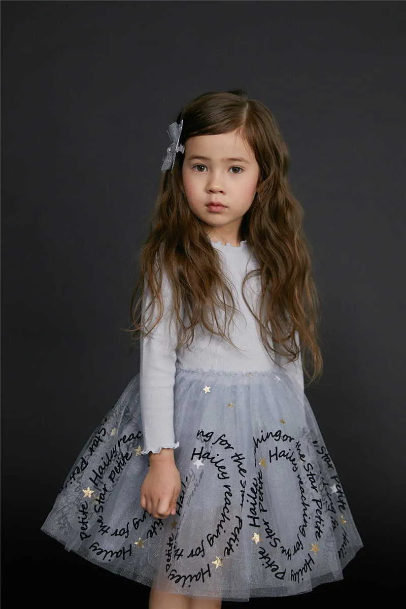 9-2-Letters Print Star Girls Princess Dresses