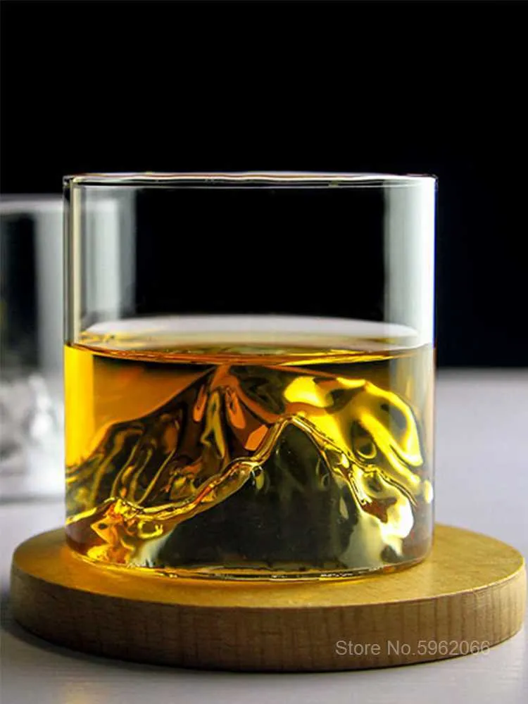 Creatief IJsbergontwerp Whiskyglasbodem Verhoogde Ice Mountain Rock Whiskey Tumbler Cadeaupakket Liquor S Glazen Wijnbeker 210827307K