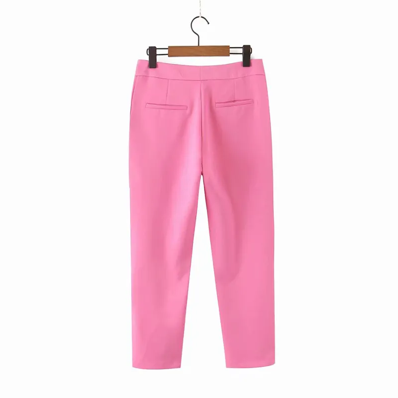 Women OL Summer Pants Casual Brand Solid Pockets Pant Female Elegant Office Lady Trousers Clothing 210513