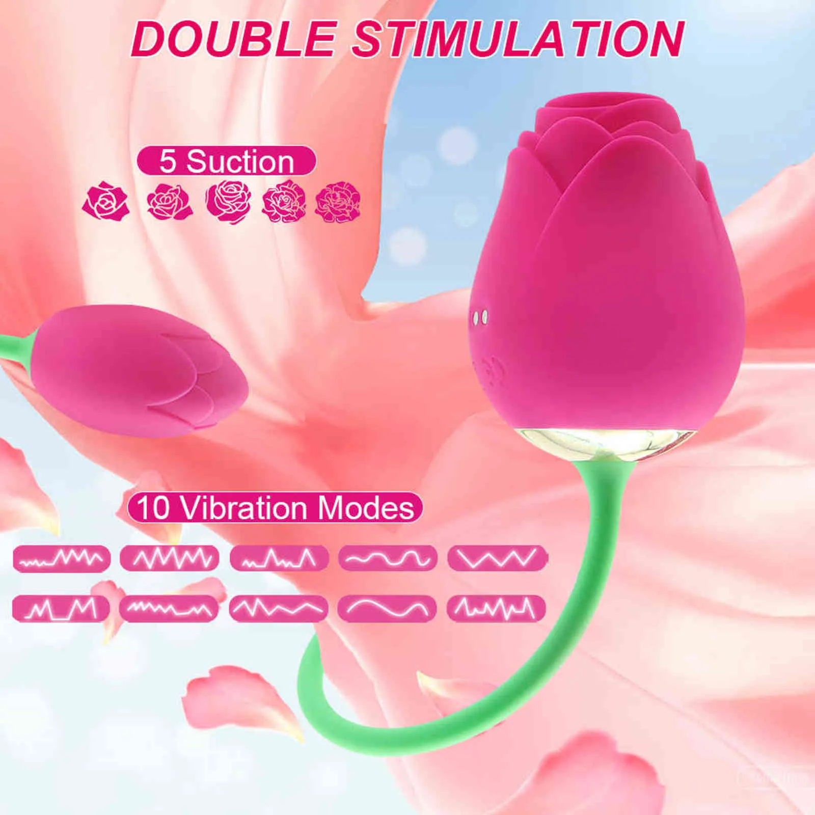 NXY Vibrators Rose Shape Clitoral Sucking Vibrator Powerful Clitoris Stimulator Vacuum Female Love Vibrating E_voghion.com
