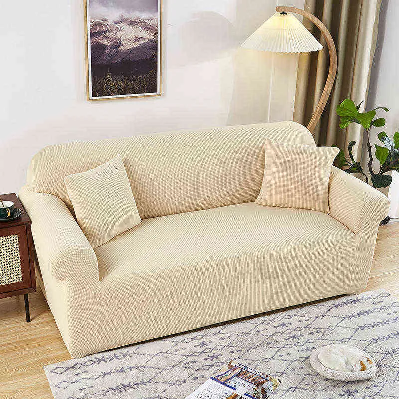 Waterdichte Jacquard Effen Kleur Sofa Covers voor Woonkamer Couch Cover Corner Slipcover L Vorm Protector Enkele 211102