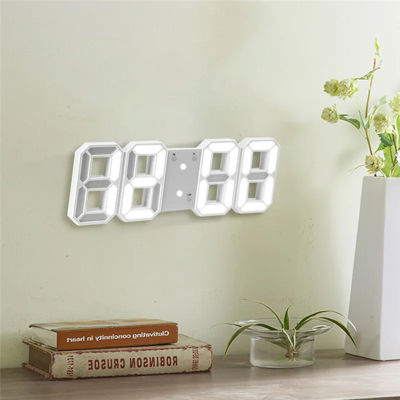 Réveil numérique LED avec charge moderne 3D grande horloge murale horloges de table lumineuses électroniques pour réveil décoration de la maison 210401