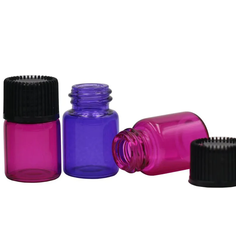 Empty 1ml 2ml 3ml 5ml Small Colorful Glass Bottle Mini Perfume Sample Container Essential Oil Liquid Test Vials