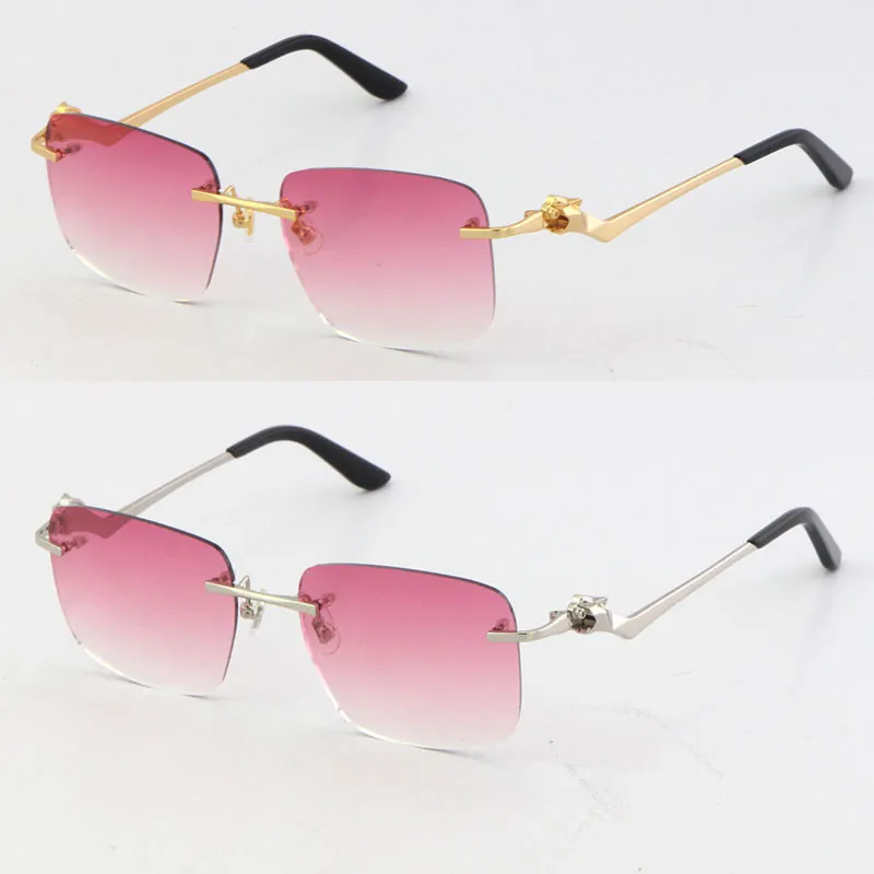 2021New Randless Unisex Fashion Leopard Serie Sonnenbrille Metallfahrer Vintage Gläser hochwertiger Designer UV400 Frameless Diamo300z