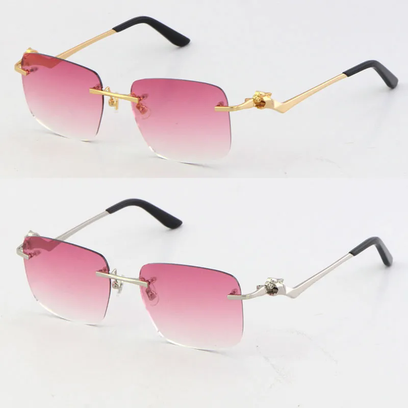 2021New Rimless Unisexe Fashion Leopard Series Lunettes de soleil Metal Driving Vintage Lunes de haute qualité Designer UV400 sans cadre Diamo300Z