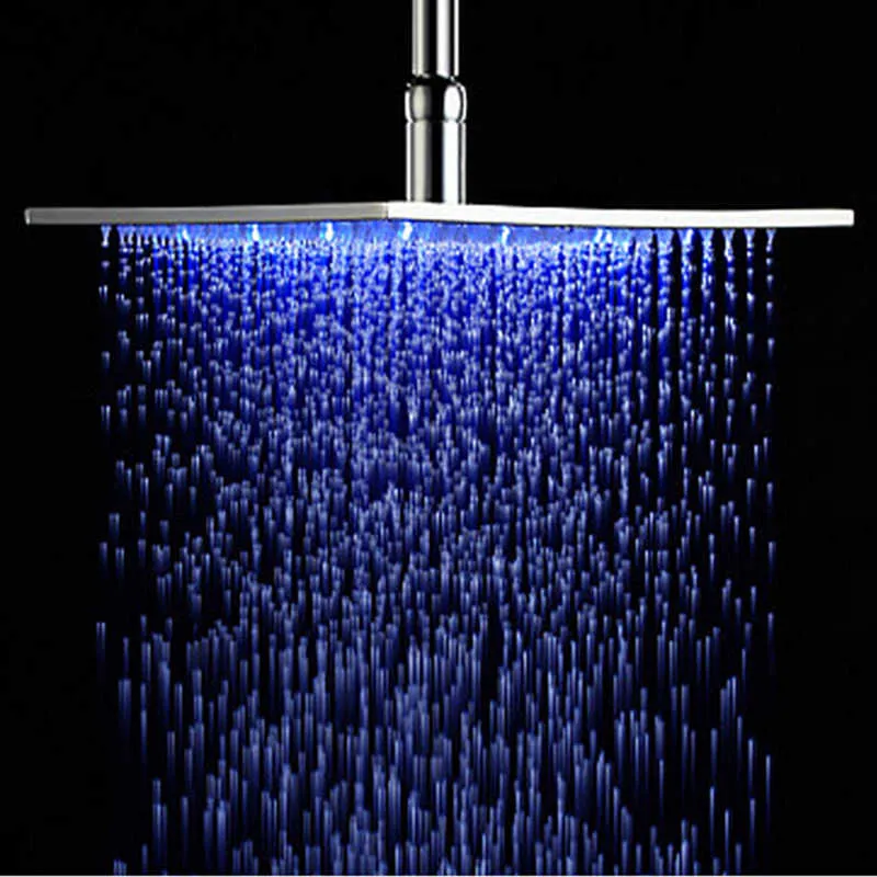 SHBSHAIMY LED Chrome Pluie Robinet Pommeau De Douche Salle De Bains Robinet En Acier Inoxydable Carré Huile Surface Bronze Pulvérisateur Température Sens 210724