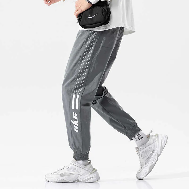 Плюс размер летние боковые полосатые спортивные штаны мужчины уличная одежда joggers повседневная гарем брюки мужские мешковатые брюки 6xl 7xL 8xL 210715