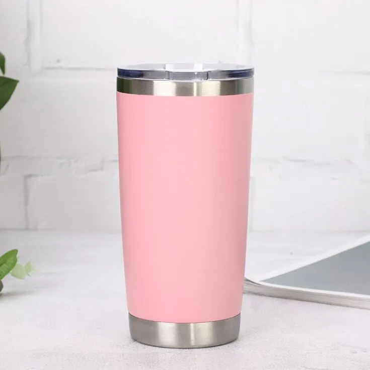 20OZ Tumbler Mat Roestvrijstalen Mok Auto Cup Met Deksel Bier Koffiemokken Vacuüm Waterfles Drinkware246C