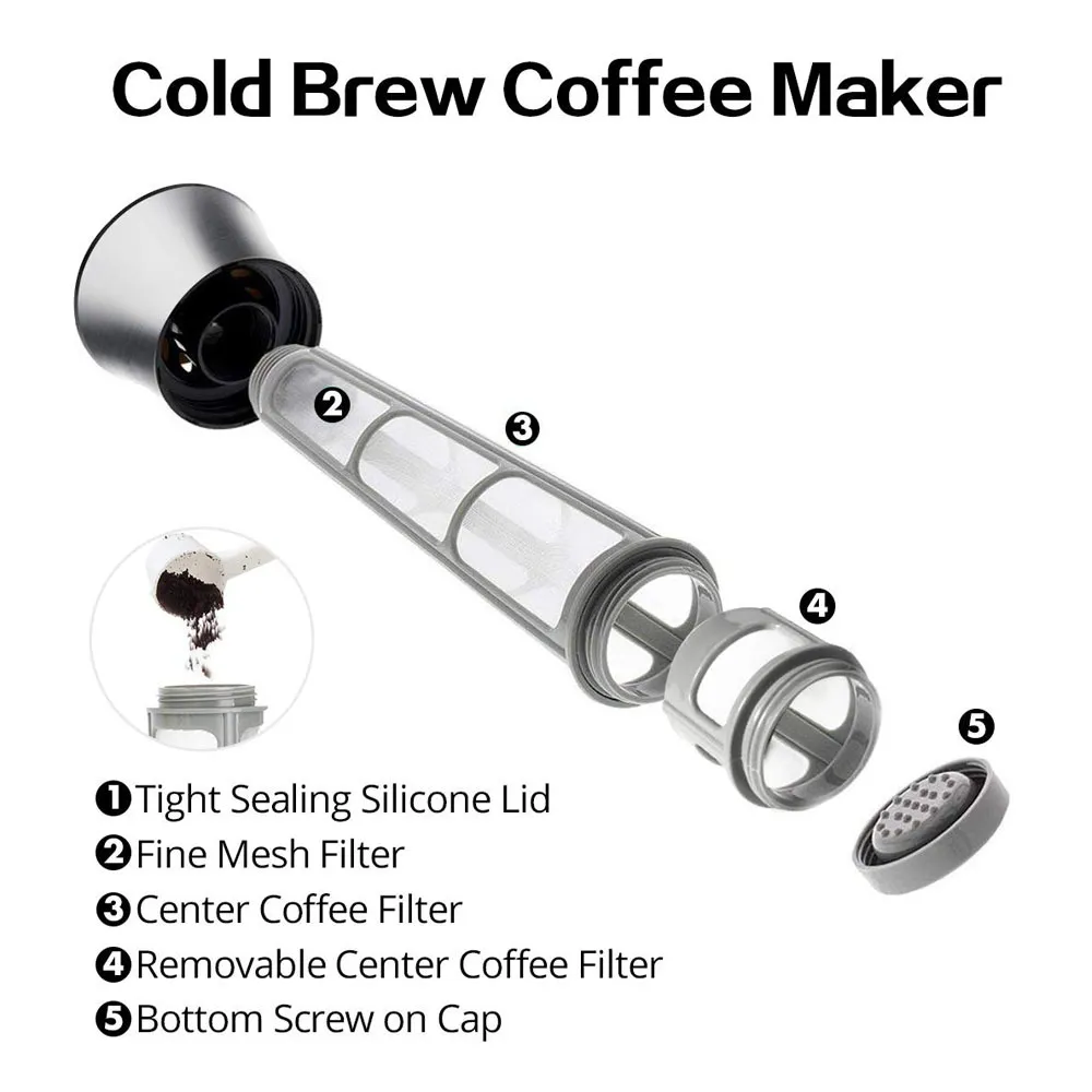 コーヒーメーカーポットMocha Cold Brewカフェテラフィルターコーヒーポット漏れ厚ガラス茶注入装置パーコレーターツールエスプレッソメーカー210330