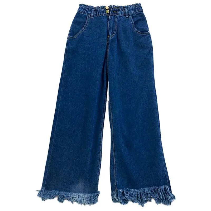 Korobov Nuovo Arrivo Allentato Casual Pantaloni Delle Donne di Estate Chic Pantaloni A Gamba Larga Harajuku Solido Femminile Nappa Dei Jeans 210430