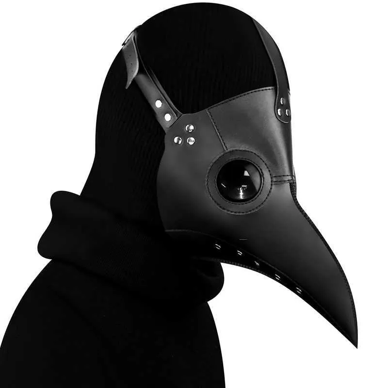 Drôle Médiéval Steampunk Peste Docteur Oiseau Masque Latex Punk Cosplay Masques Bec Adulte Halloween Événement Cosplay Props Blanc Noir L230704