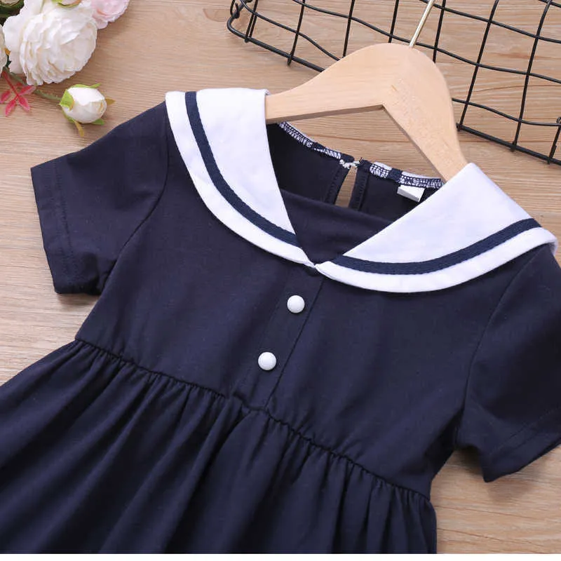 Robe d'été pour filles, manches courtes, revers, princesse, fête, vêtements pour enfants de 2 à 6 ans, 210611