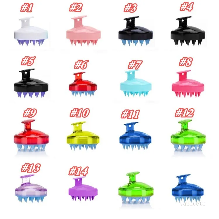 Silicone Shampooing Brosse Shampooing Cuir Chevelu Brosse De Massage Confortable Silicone Lavage Des Cheveux Peigne Corps Bain Spa Minceur T2I52090