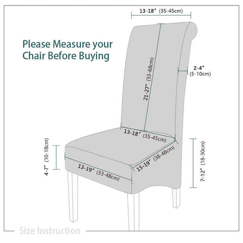 22色ベルベット豪華な椅子カバーストレッチXLサイズロングバックカバーキッチン用のダイニングルームSの家具211207