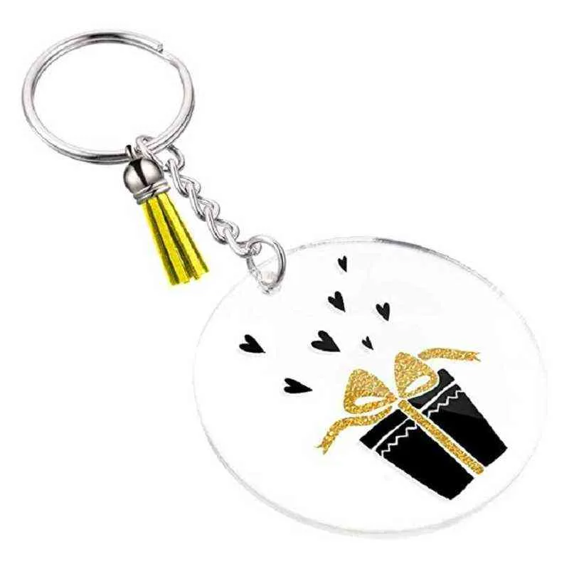 48 st Acrylic Keychain Blanketter med nyckelringar Runda Klara skivor Cirklar Färgrika Tassel Hängsmycke Hoppa Ringar för DIY Craft H1126