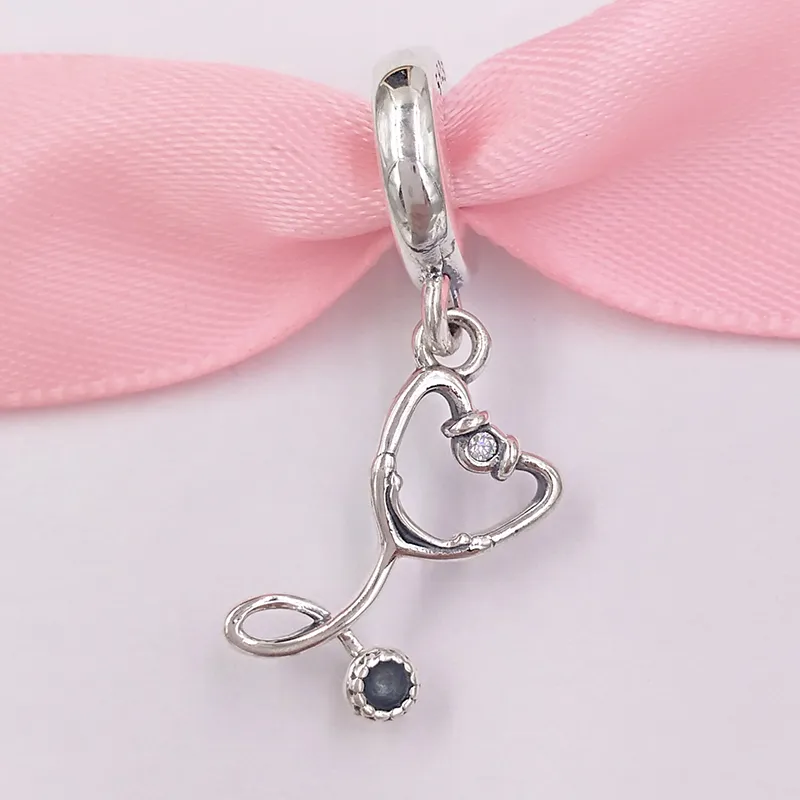 925 STERLING Silver Beach Takı Yapımı Kiti Pandora Stetoskop Kalp Dungle Charm Zinciri Diy Dainty Bilezikler Kadınlar İçin Boncuk Bileklik Kadınlar Avrupa Stili 799072C01