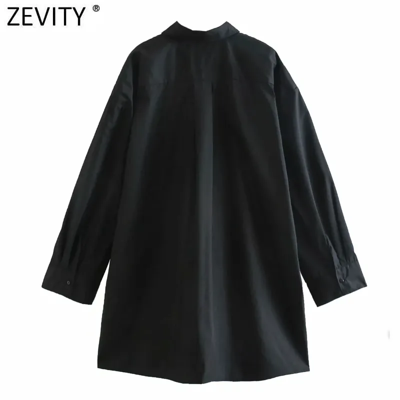 Camicetta grembiule nera oversize moda donna camicetta manica lunga donna ufficio chic camicie business Femininas Top LS7547 210420