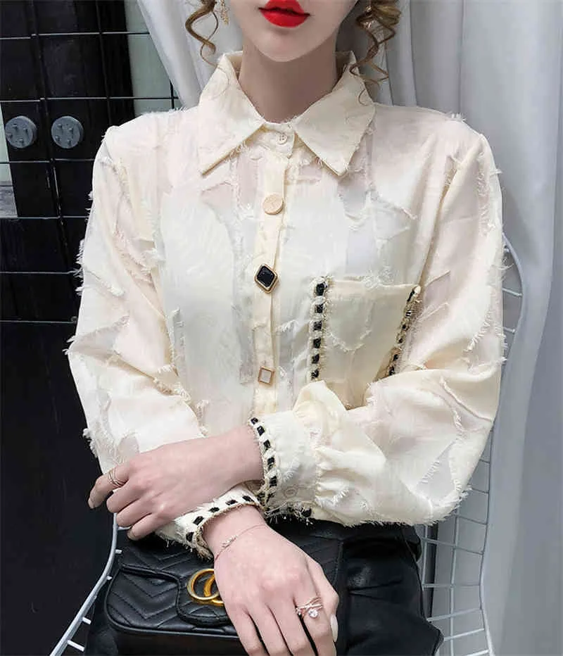 Koszula Kobiety Wiosna Jesień Z Długim Rękawem Elegancki Work Wear Topy Koreański Moda Biały Niebieski Czarny Bluzka Koszule Bluźki Koszulki Femme 210520