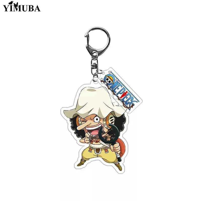 Nuovo arrivo ONE PIECE Portachiavi Cosplay Rufy Nami Zoro Sanji Chopper Usopp Acrilico Cartoon Figure Portachiavi Anime Giocattoli Borsa Charm G1019