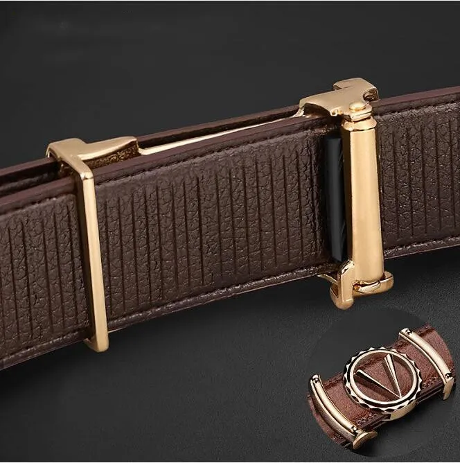 Men leather fashion personality young business leisure cowhide belt middle-aged smooth buckle A9181m
