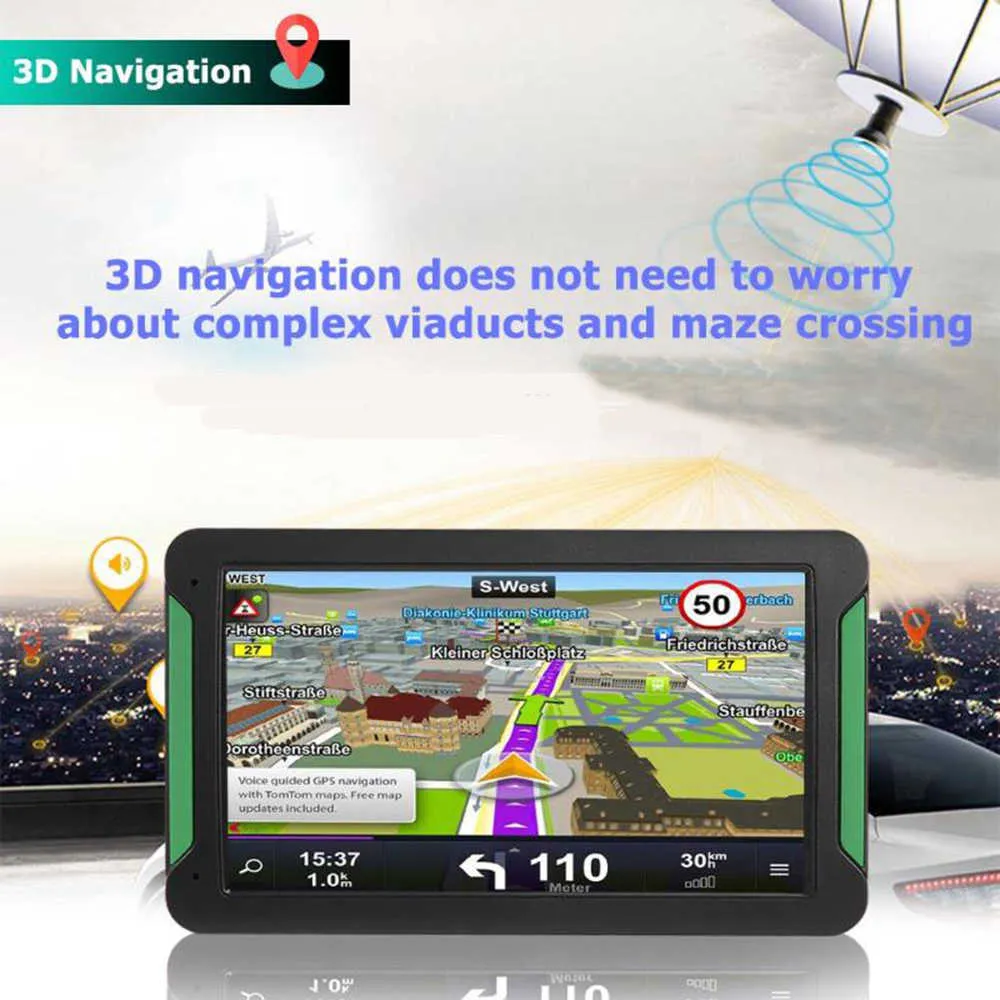 S7 Araba GPS Navigator 7 inç 8 GB Taşınabilir Dokunmatik Ekran Araba GPS Navigasyon Otomatik FM Bluetooth Verici Avrupa Kuzey Amerika Haritası Yeni Gelmesi Araba
